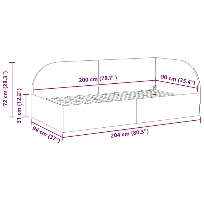 Cadru de pat colțar cu headboard Galben 90 x 200 cm Catifea - WALTI WALTI