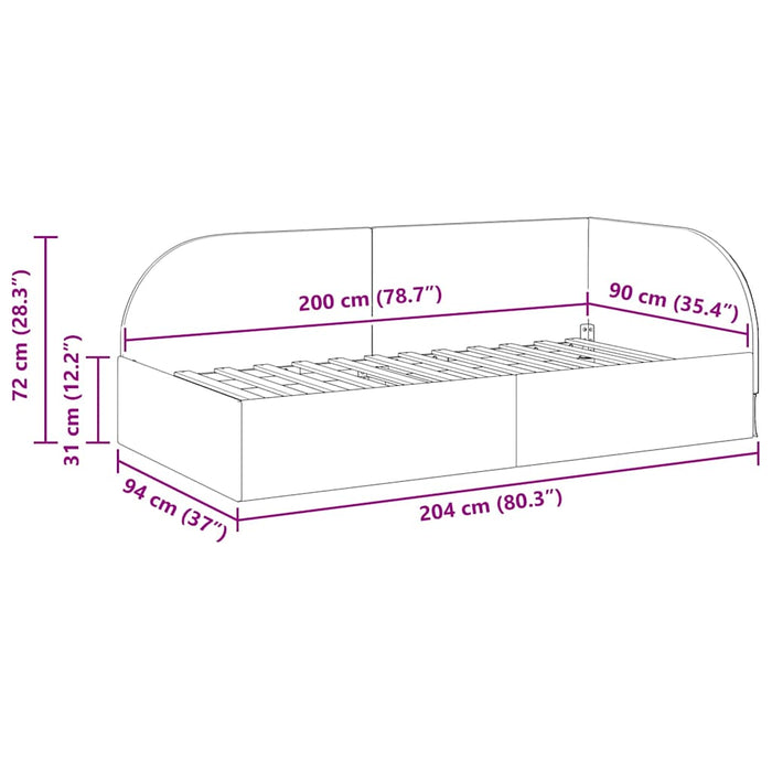 Cadru de pat colțar cu headboard Turcoaz 90 cm x 200 cm Catifea - WALTI WALTI