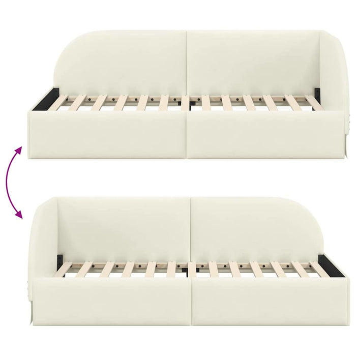 Cadru de pat colțar cu headboard Crem 100 cm x 200 cm Catifea WALTI