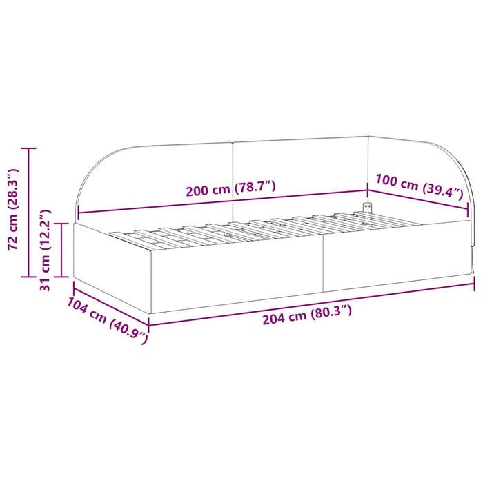 Cadru de pat colțar cu headboard Crem 100 cm x 200 cm Catifea WALTI