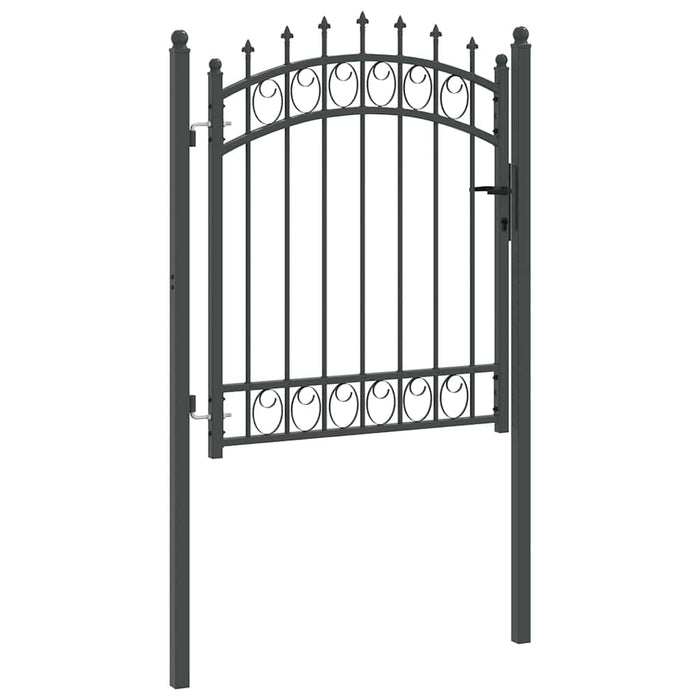 Poartă de gard cu țepi Gri 125 x 100 cm Oțel vopsit în pulbere - WALTI WALTI