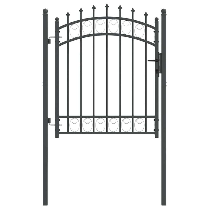 Poartă de gard cu țepi Gri 125 x 100 cm Oțel vopsit în pulbere - WALTI WALTI