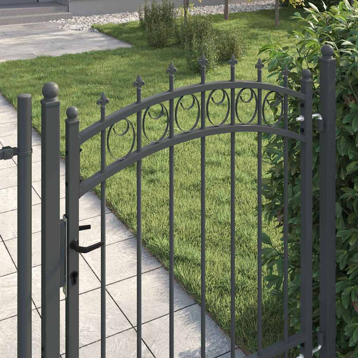 Poartă de gard cu țepi Gri 150 x 100 cm Oțel vopsit în pulbere - WALTI WALTI
