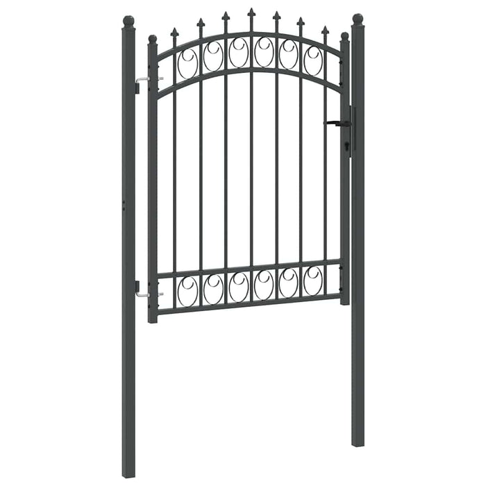 Poartă de gard cu țepi Gri 150 x 100 cm Oțel vopsit în pulbere - WALTI WALTI