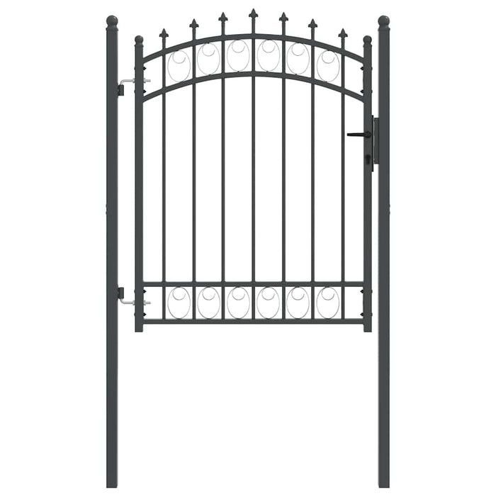 Poartă de gard cu țepi Gri 150 x 100 cm Oțel vopsit în pulbere - WALTI WALTI