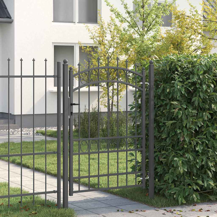 Poartă de gard cu țepi Gri 170 x 100 cm Oțel vopsit în pulbere - WALTI WALTI