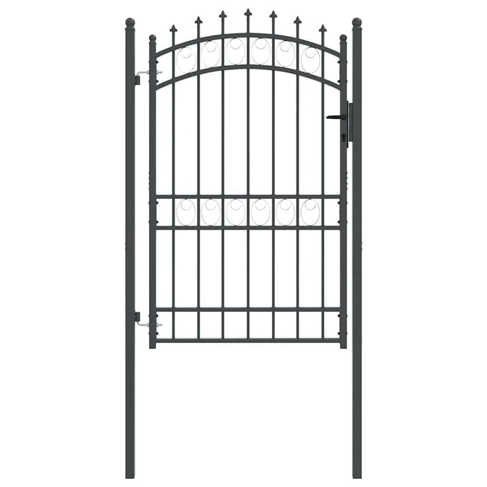 Poartă de gard cu țepi Gri 200 x 100 cm Oțel vopsit în pulbere - WALTI WALTI
