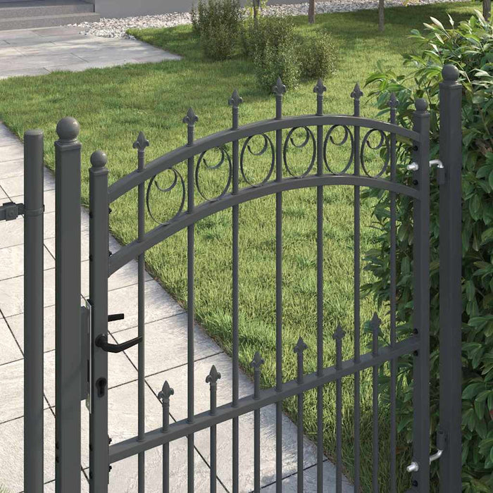 Poartă de gard cu țepi Gri 125 x 100 cm Oțel vopsit în pulbere - WALTI WALTI