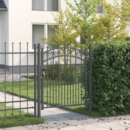 Poartă de gard cu țepi Gri 125 x 100 cm Oțel vopsit în pulbere - WALTI WALTI