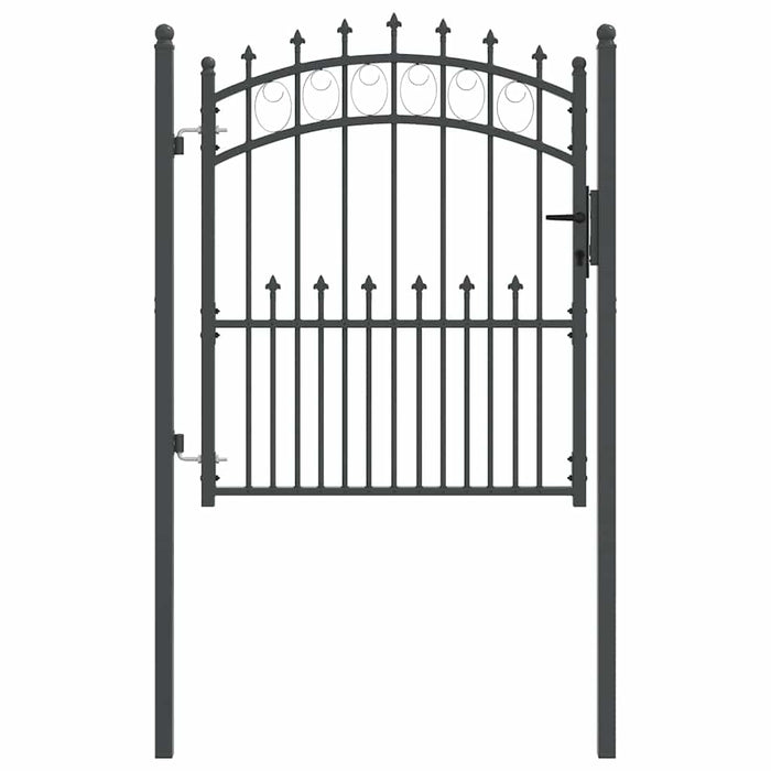 Poartă de gard cu țepi Gri 125 x 100 cm Oțel vopsit în pulbere - WALTI WALTI