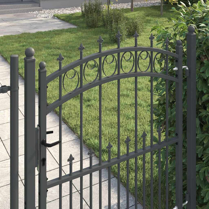 Poartă de gard cu țepi Gri 150 x 100 cm Oțel vopsit în pulbere - WALTI WALTI