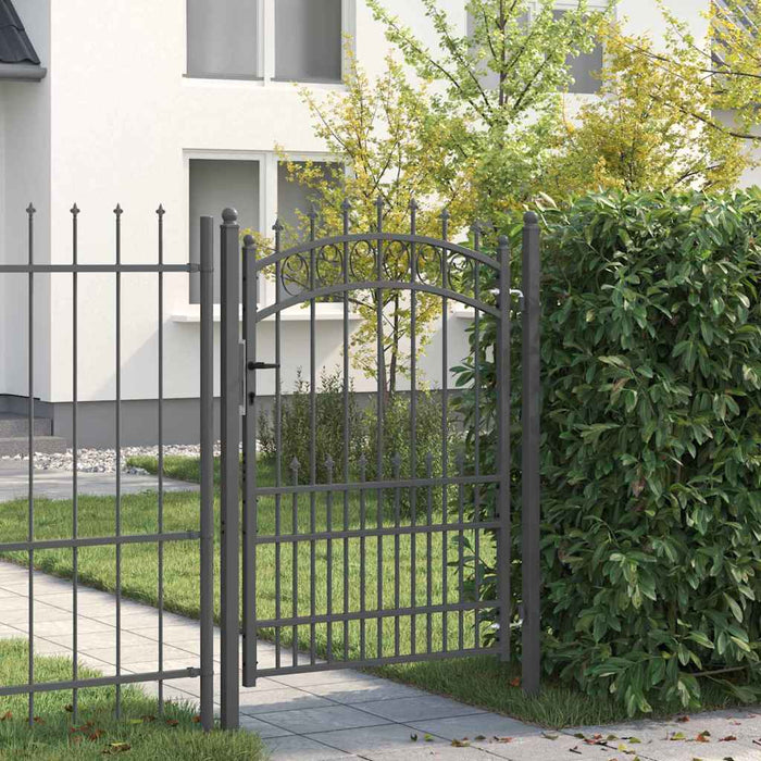 Poartă de gard cu țepi Gri 170 x 100 cm Oțel vopsit în pulbere - WALTI WALTI