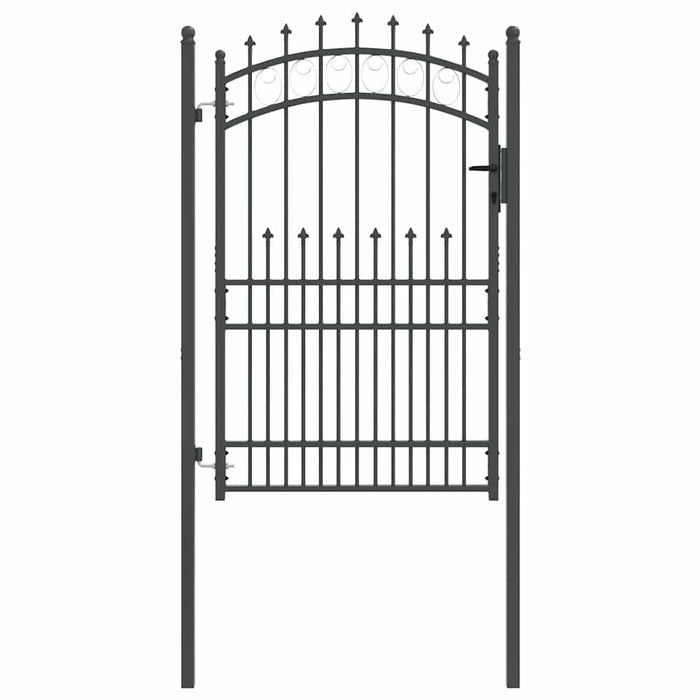 Poartă de gard cu țepi Gri 200 x 100 cm Oțel vopsit în pulbere - WALTI WALTI