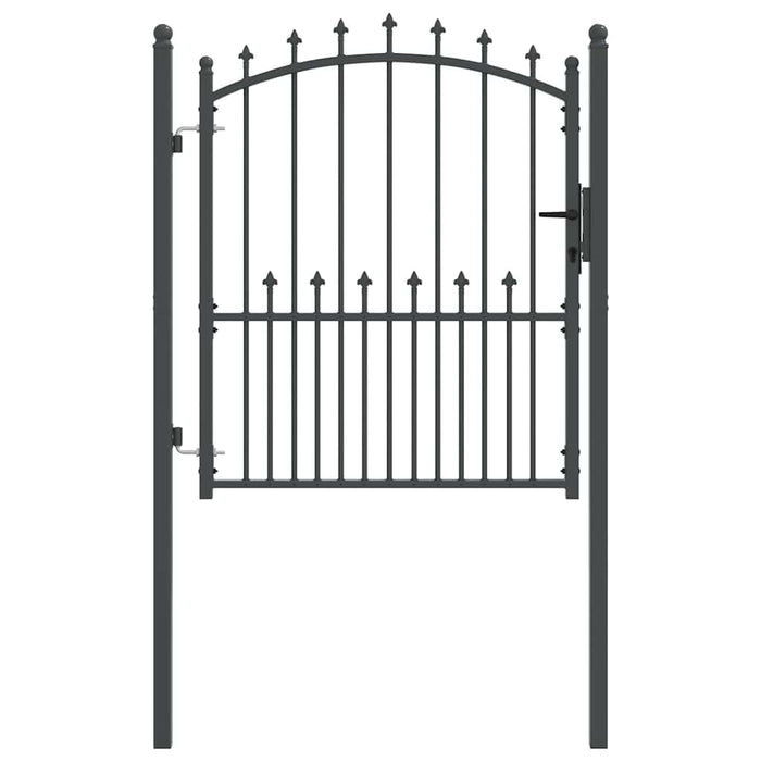 Poartă de gard cu țepi Gri 125 x 100 cm Oțel vopsit în pulbere - WALTI WALTI