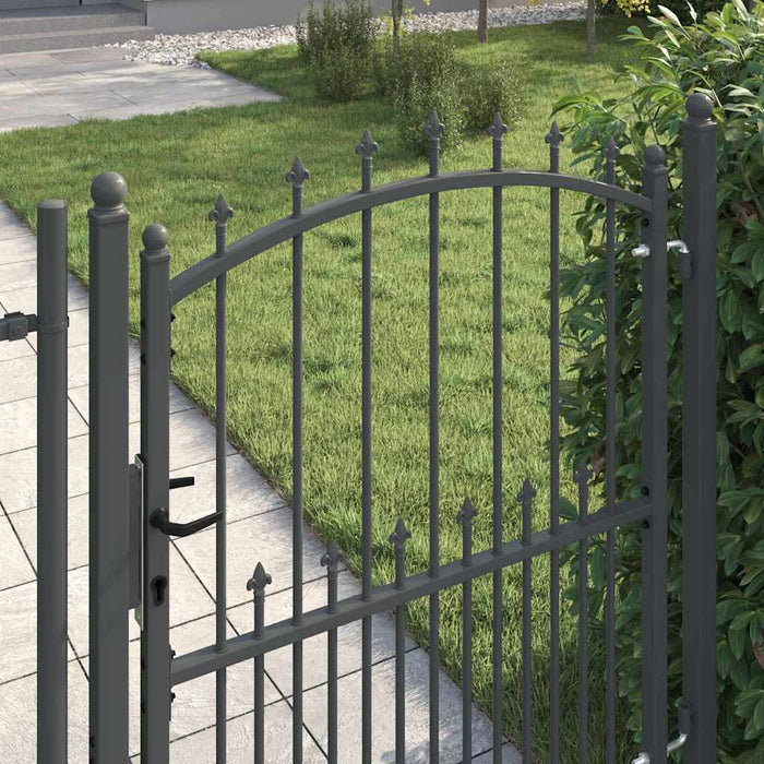 Poartă de gard cu țepi Gri 150 x 100 cm Oțel vopsit în pulbere - WALTI WALTI