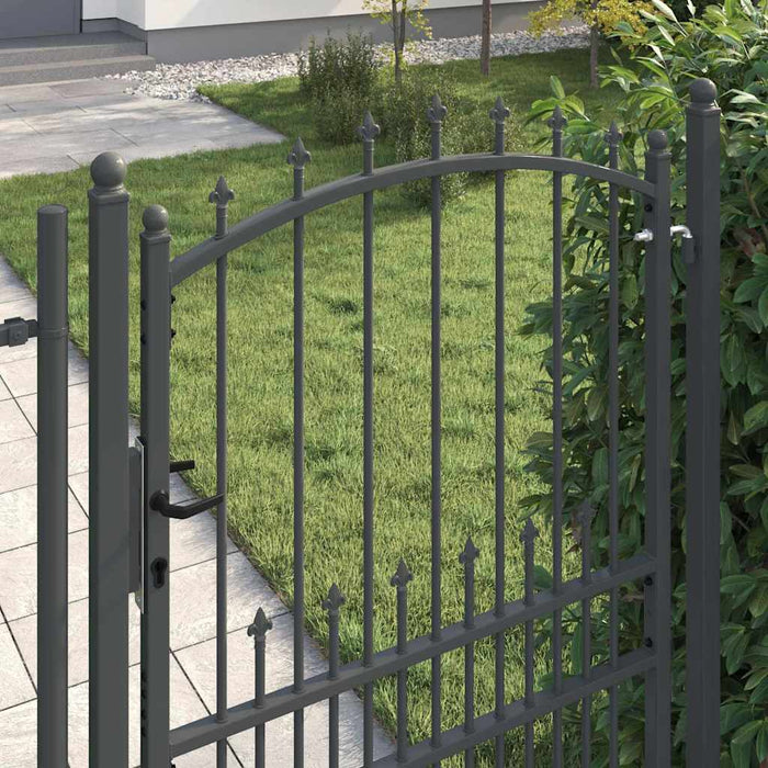 Poartă de gard cu țepi Gri 200 x 100 cm Oțel vopsit în pulbere - WALTI WALTI