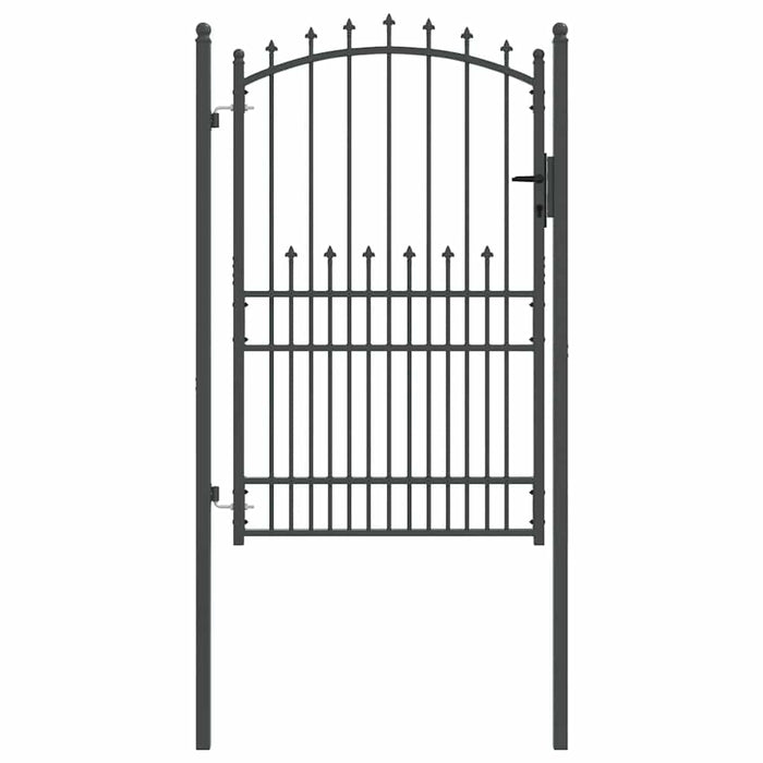 Poartă de gard cu țepi Gri 200 x 100 cm Oțel vopsit în pulbere - WALTI WALTI