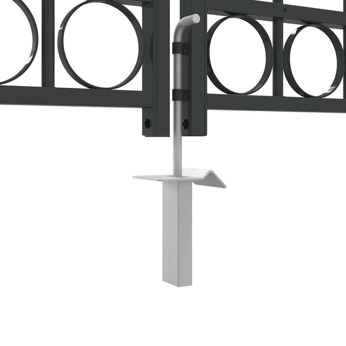 Poartă de gard cu blocare Gri 301 x 224.5 cm Oțel - WALTI WALTI