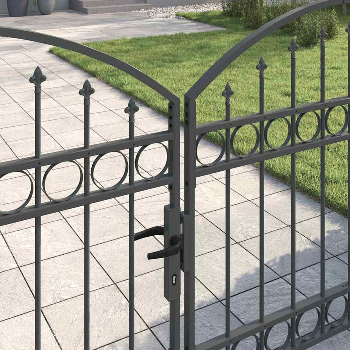 Poartă de gard cu blocare Gri 301 x 224.5 cm Oțel - WALTI WALTI