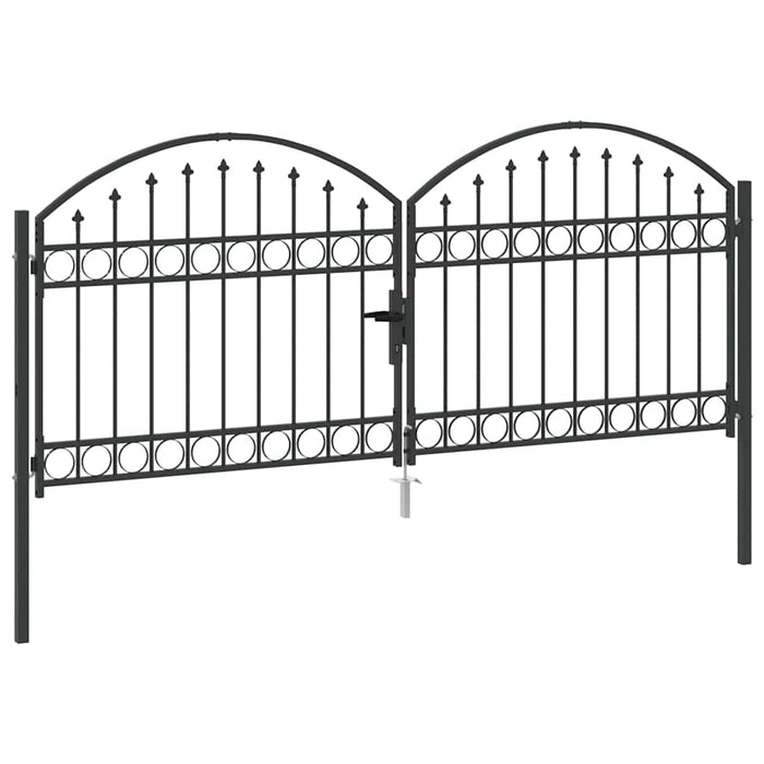 Poartă de gard cu blocare Gri 301 x 224.5 cm Oțel - WALTI WALTI