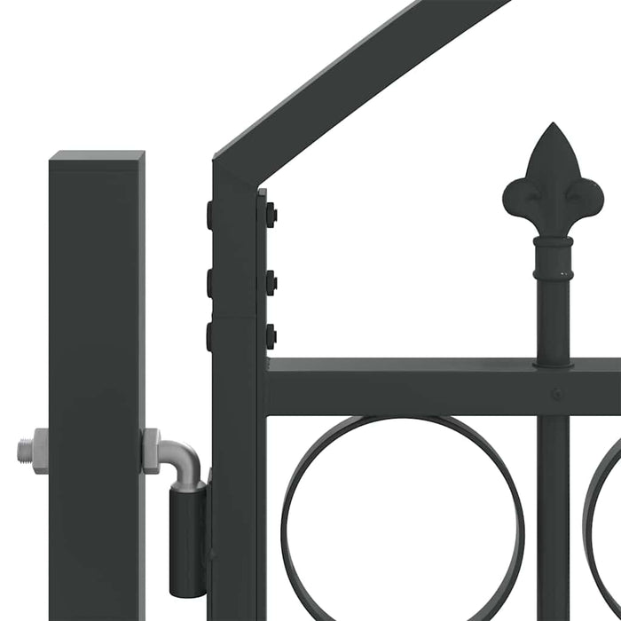 Poartă de gard cu blocare Gri 301 x 224.5 cm Oțel - WALTI WALTI