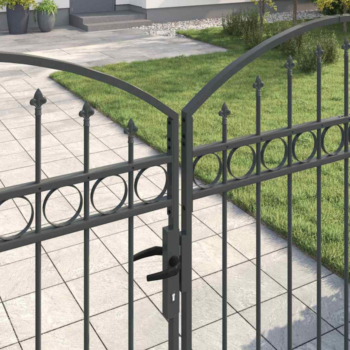 Poartă de gard cu blocare Gri 301 x 224.5 cm Oțel - WALTI WALTI
