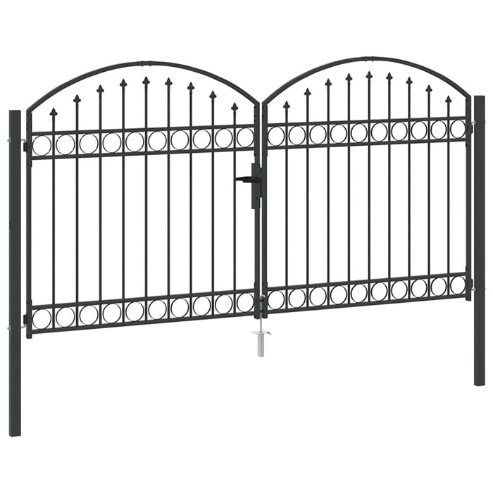 Poartă de gard cu blocare Gri 301 x 224.5 cm Oțel - WALTI WALTI