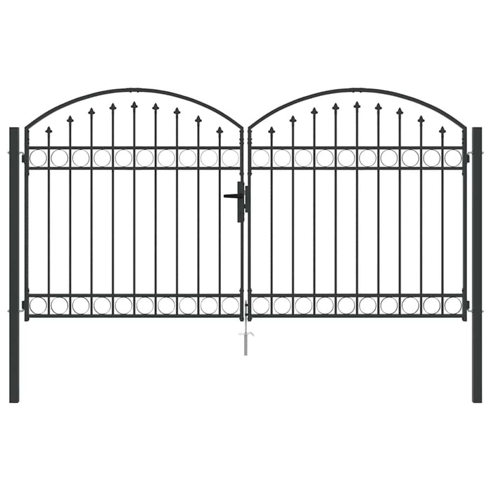 Poartă de gard cu blocare Gri 301 x 224.5 cm Oțel - WALTI WALTI