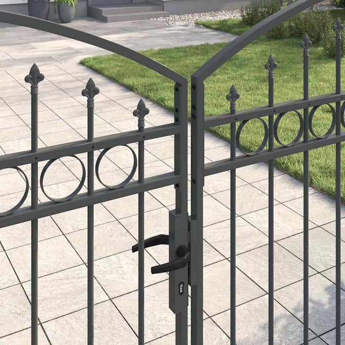 Poartă de gard ASSEN 401 x 200 cm Oțel Gri Blocat WALTI