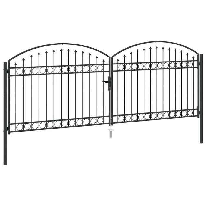 Poartă de gard ASSEN 401 x 200 cm Oțel Gri Blocat WALTI