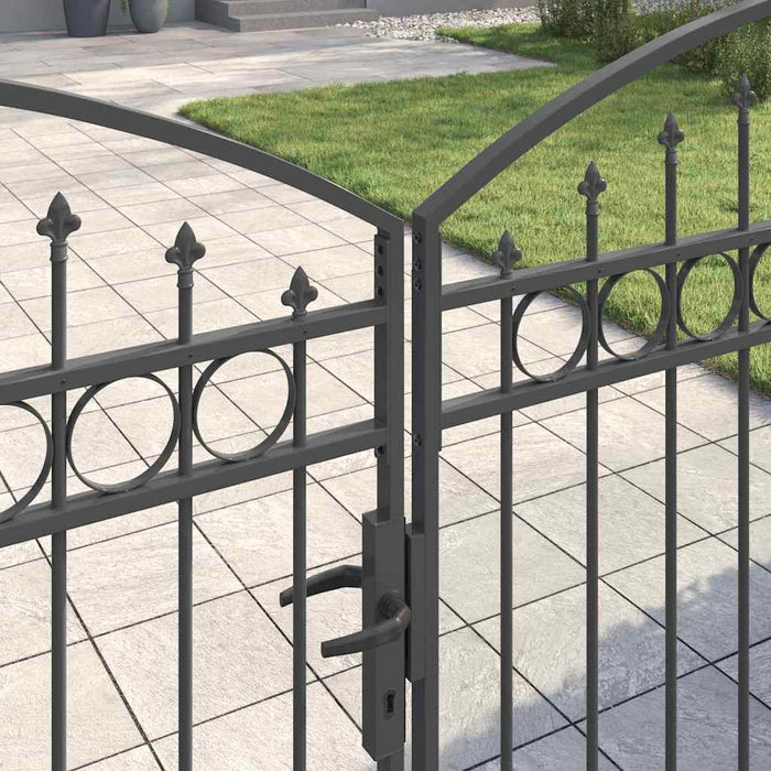 Poartă de gard ASSEN 401 x 224,5 cm Oțel Gri Blocat WALTI