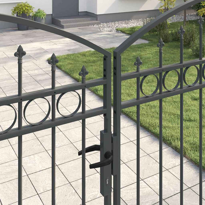 Poartă de gard ASSEN 401 x 250 cm Oțel Gri Blocat WALTI