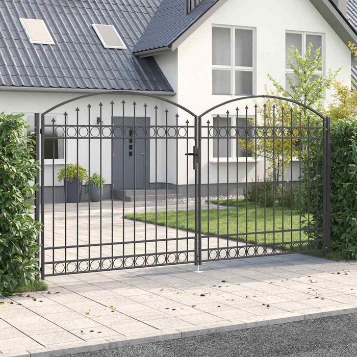 Poartă de gard ASSEN 401 x 250 cm Oțel Gri Blocat WALTI