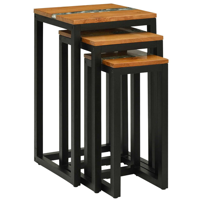 Masa de cuibărit 3 pcs Maro Lemn solid de tec - WALTI WALTI