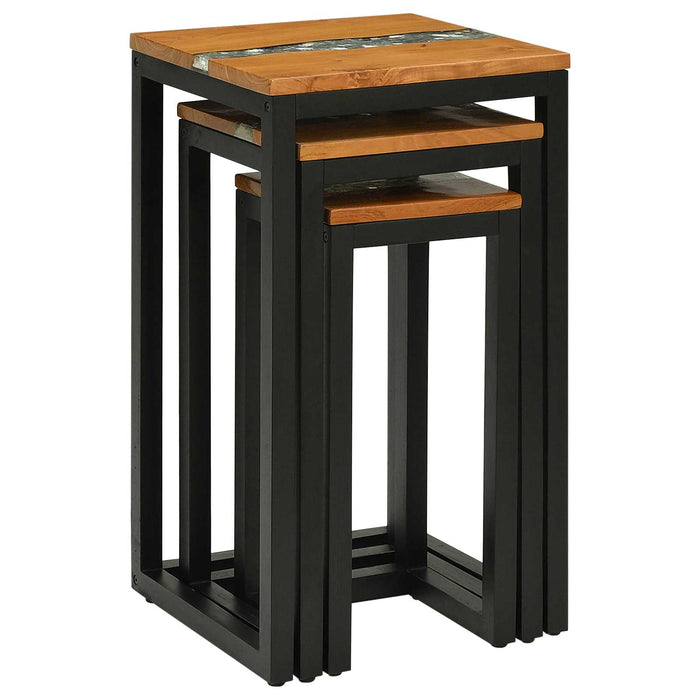 Masa de cuibărit 3 pcs Maro Lemn solid de tec - WALTI WALTI