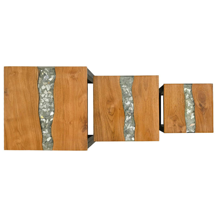 Masa de cuibărit 3 pcs Maro Lemn solid de tec - WALTI WALTI