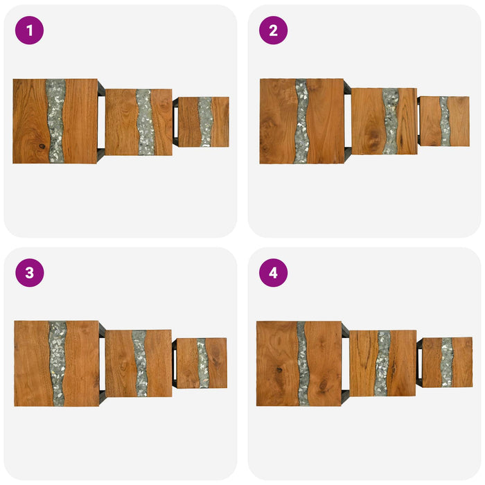 Masa de cuibărit 3 pcs Maro Lemn solid de tec - WALTI WALTI
