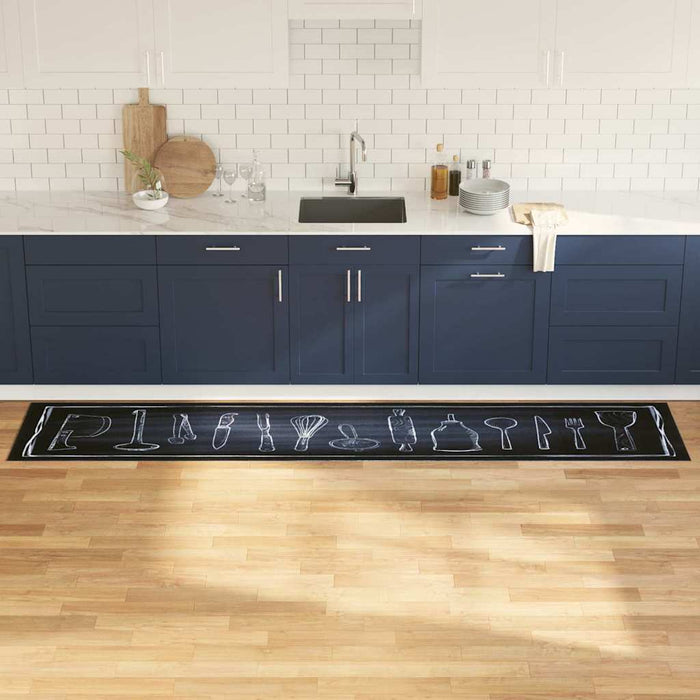 Covor de bucătărie Negru 300 x 60 cm Catifea WALTI
