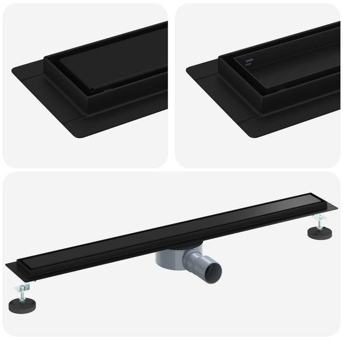 Scurgere de duș 2 în 1 cu sifon 360° Negru 80 cm - WALTI WALTI