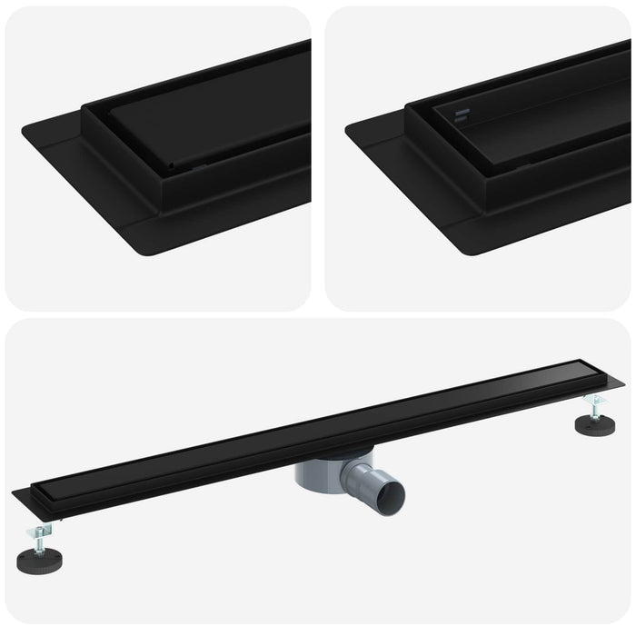 Scurgere de duș 2 în 1 cu sifon 360° Negru 90 cm - WALTI WALTI