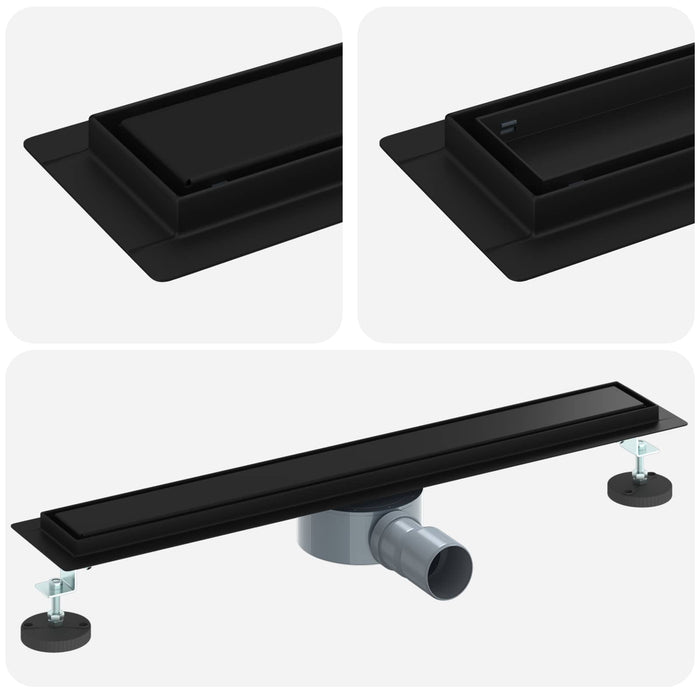 Scurgere de duș 2 în 1 cu sifon 360° Negru 60 cm - WALTI WALTI