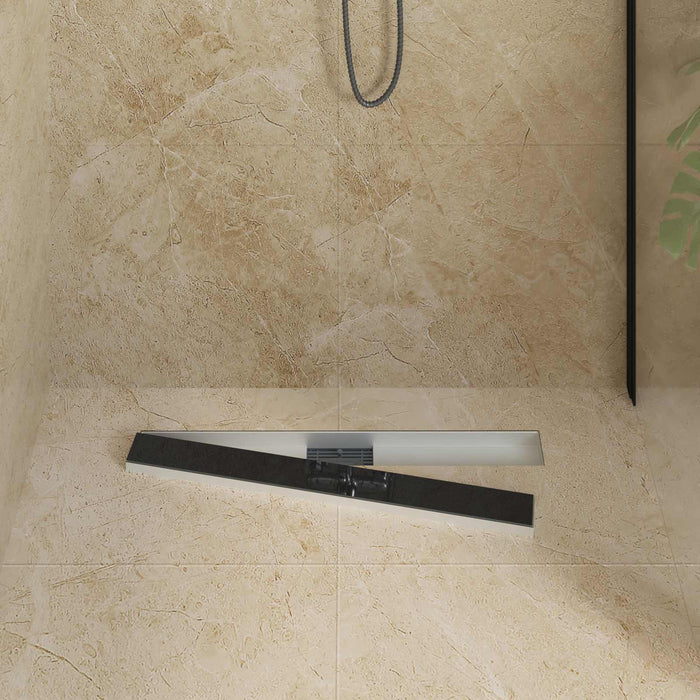 Drenaj pentru duș cu capac din sticlă Negru 70 cm - WALTI WALTI