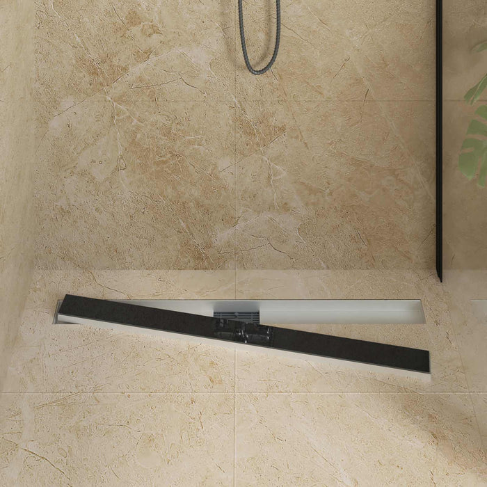 Drenaj pentru duș cu capac din sticlă Negru 100 cm - WALTI WALTI