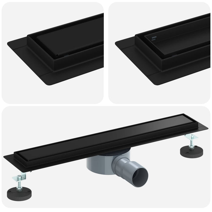 Scurgere de duș 2 în 1 cu sifon 360° Negru 50 cm - WALTI WALTI