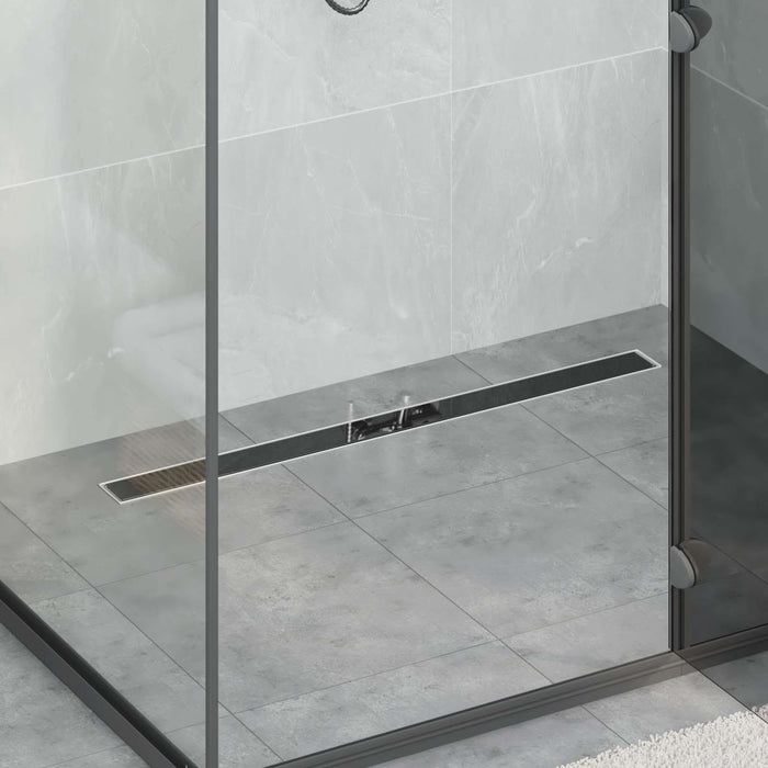Drenaj pentru duș cu capac din sticlă Negru 90 cm - WALTI WALTI