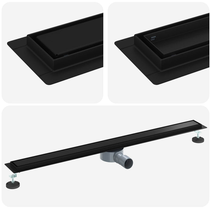 Scurgere de duș 2 în 1 cu sifon 360° Negru 100 cm - WALTI WALTI
