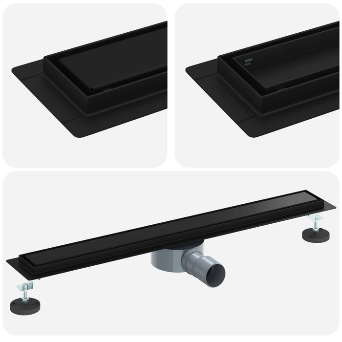 Scurgere de duș 2 în 1 cu sifon 360° Negru 70 cm - WALTI WALTI