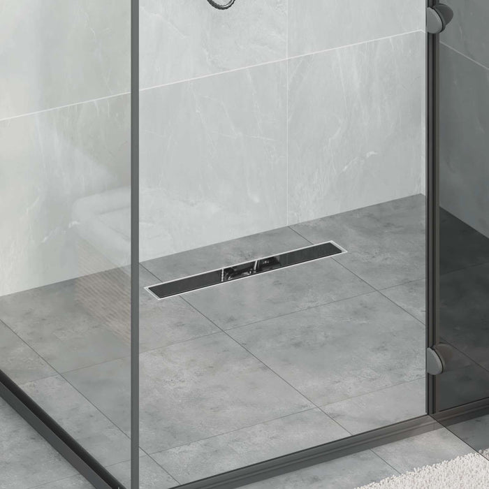 Drenaj pentru duș cu capac din sticlă Negru 60 cm - WALTI WALTI