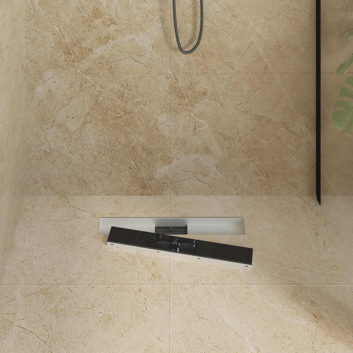 Drenaj pentru duș cu capac din sticlă Negru 60 cm - WALTI WALTI