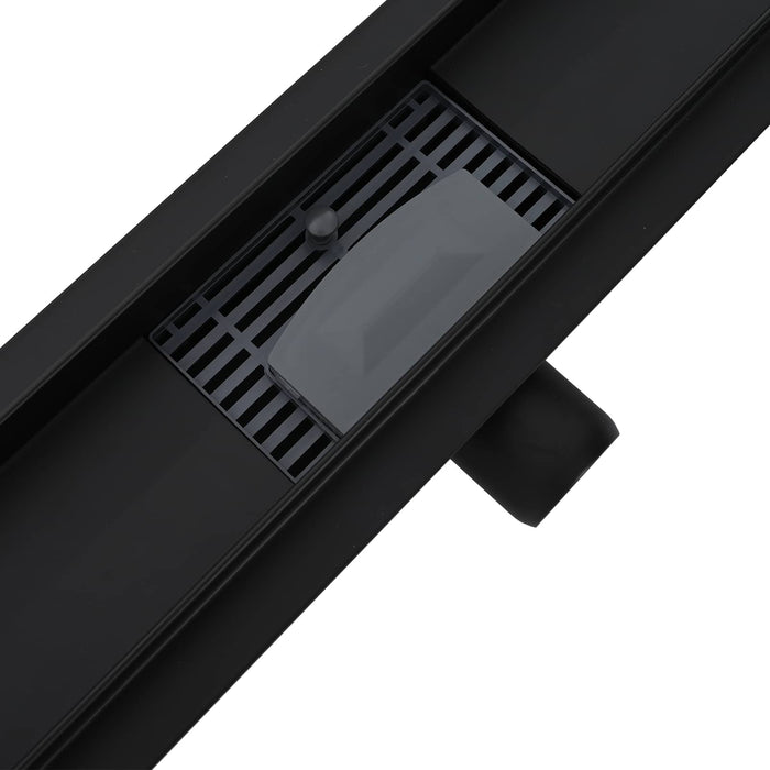 2 în 1 Drenaj pentru duș Negru 90 cm Oțel inoxidabil 304 - WALTI WALTI